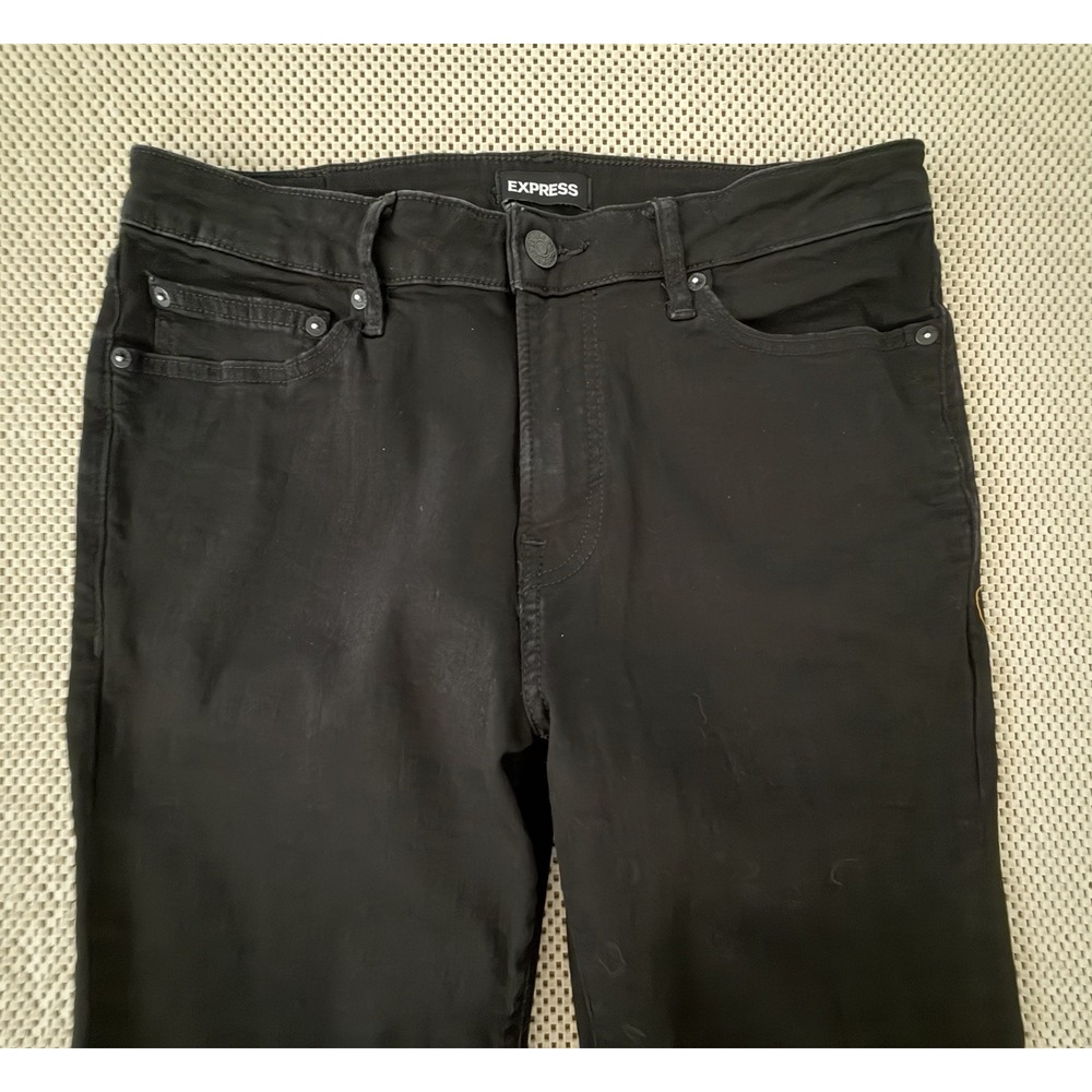Express Mens Jeans Sz 32 Dark Black Slim Fit Straight Leg Stretch Conscious Edit